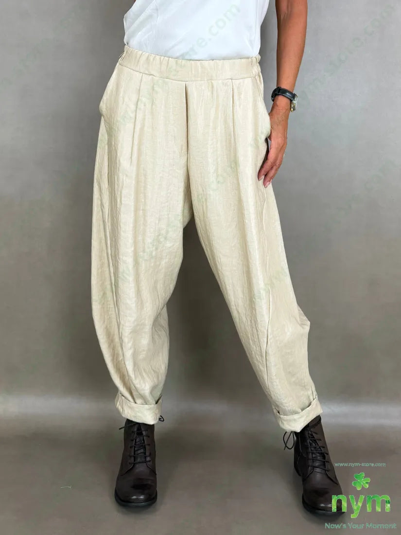 pantalone effetto perlato tasche ad asola 53vi34ny13pl - U / BEIGE / AI26 - PANTALONE