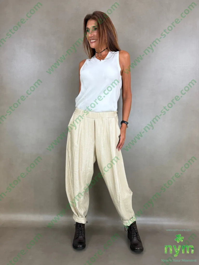 pantalone effetto perlato tasche ad asola 53vi34ny13pl - U / BEIGE / AI26 - PANTALONE