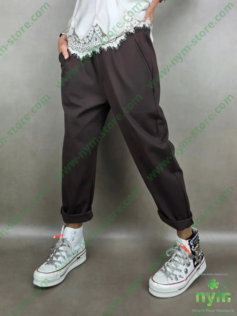 pantalone elastico alto pm 65vi30pa5ea U / MARRONE / AI25 PANTALONE