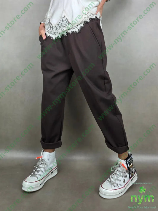 pantalone elastico alto pm 65vi30pa5ea U / MARRONE / AI25 PANTALONE