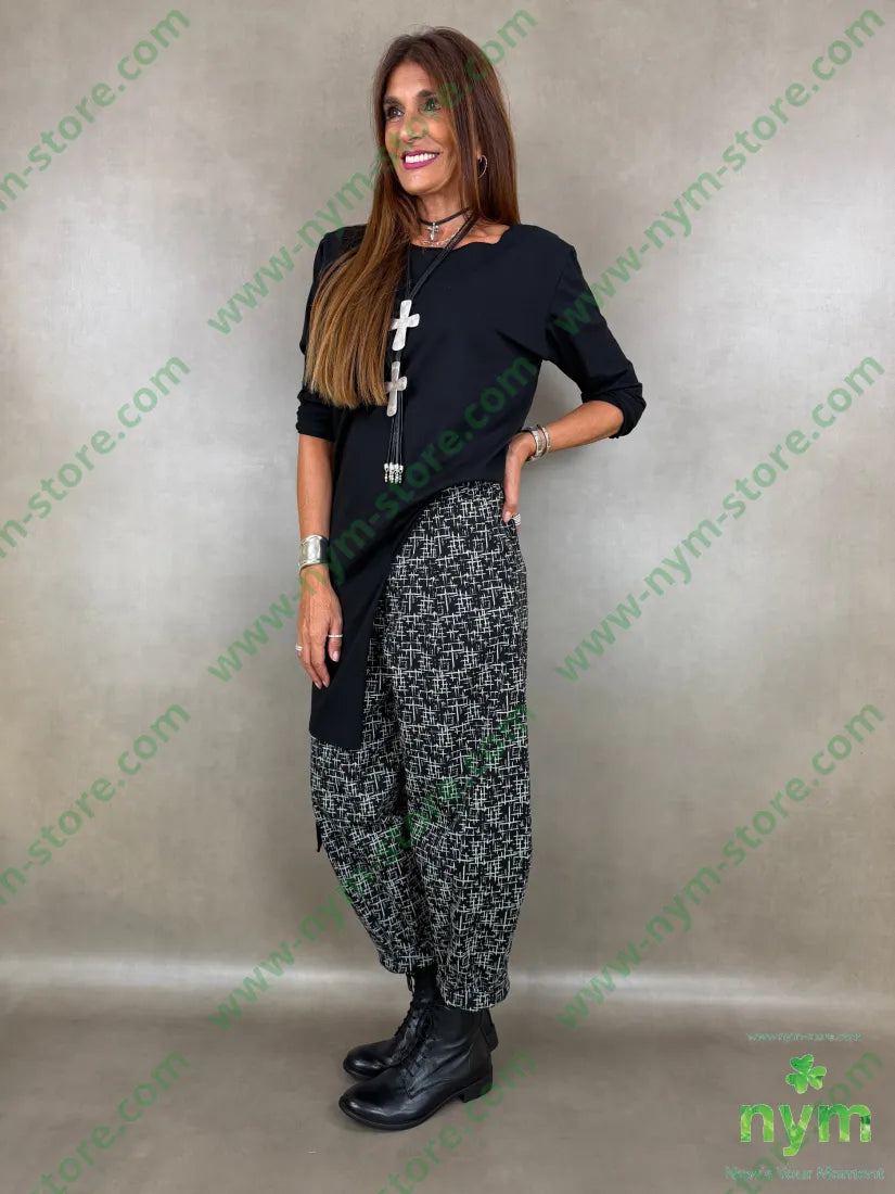 pantalone fantasia astratta tasche asola 65co20ny5ea - U / NERO / AI26 - PANTALONE