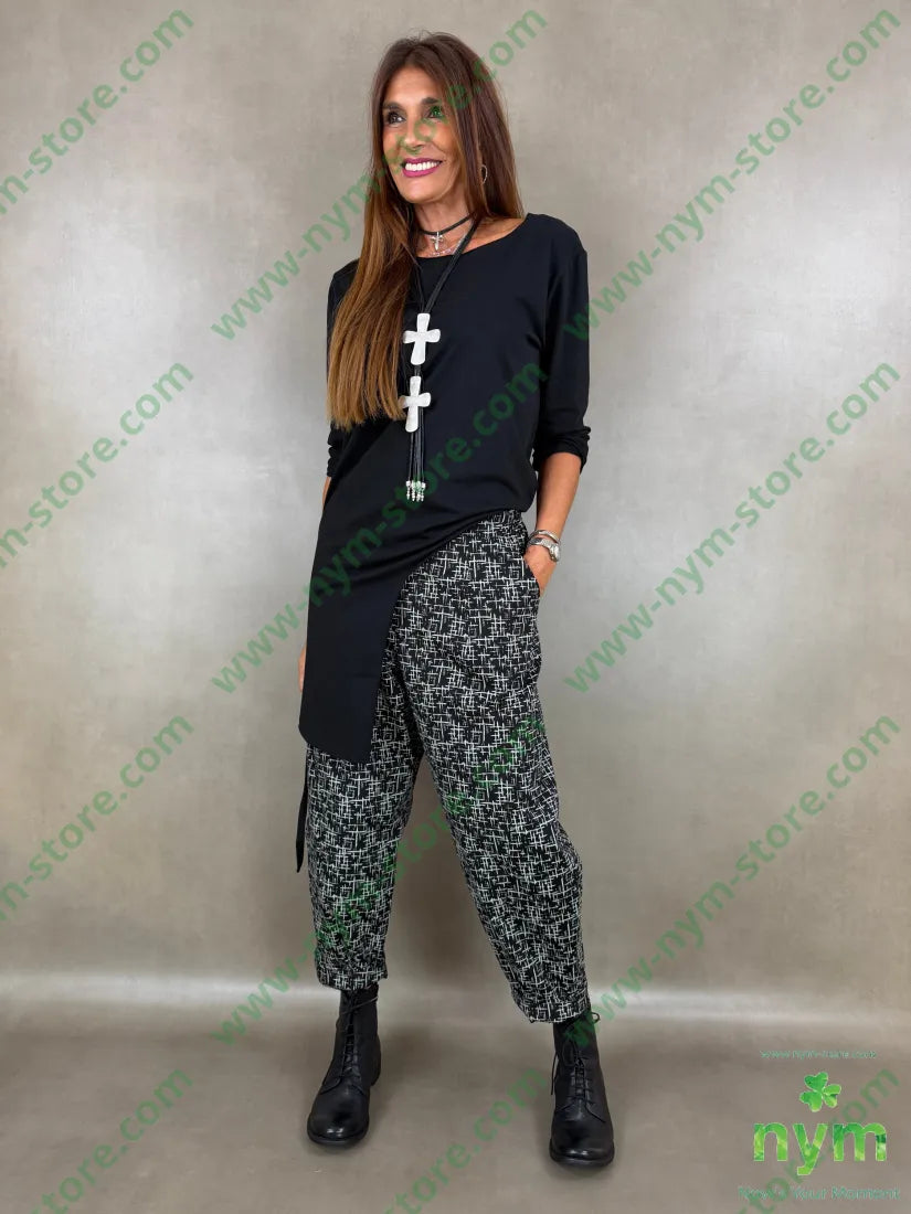 pantalone fantasia astratta tasche asola 65co20ny5ea - U / NERO / AI26 - PANTALONE