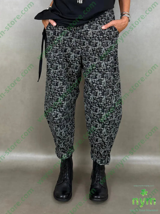 pantalone fantasia astratta tasche asola 65co20ny5ea - U / NERO / AI26 - PANTALONE