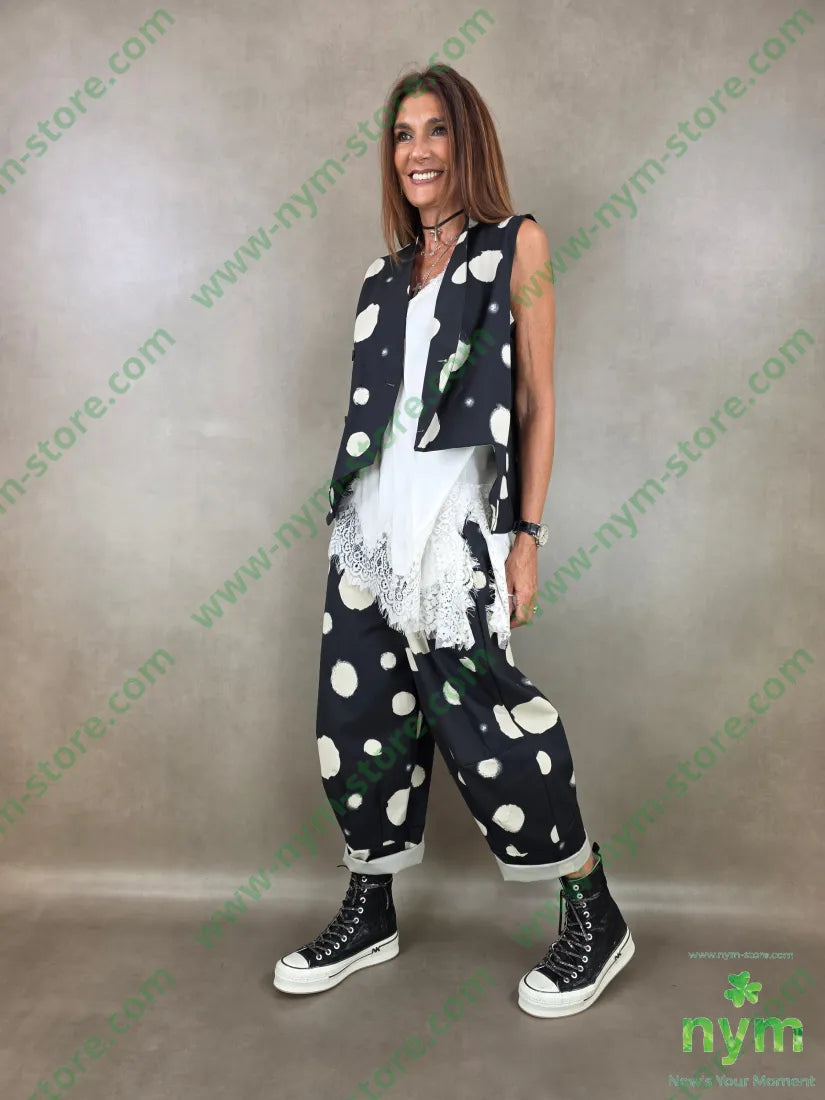 pantalone fantasia bolle 100co - U / NERO / AI26 - PANTALONE