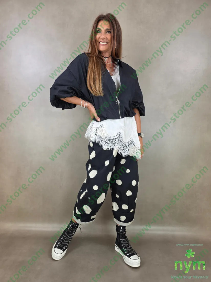 pantalone fantasia bolle 100co - U / NERO / AI26 - PANTALONE