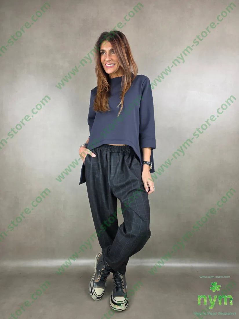 pantalone fantasia con quadri 80pl15vi5ea U / ANTRACITE / AI25 PANTALONE