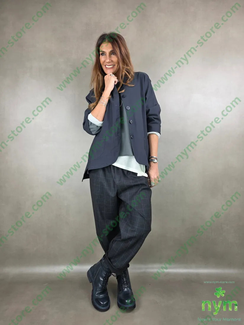 pantalone fantasia con quadri 80pl15vi5ea U / ANTRACITE / AI25 PANTALONE