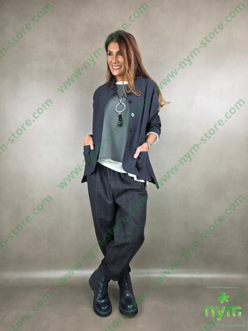 pantalone fantasia con quadri 80pl15vi5ea U / ANTRACITE / AI25 PANTALONE