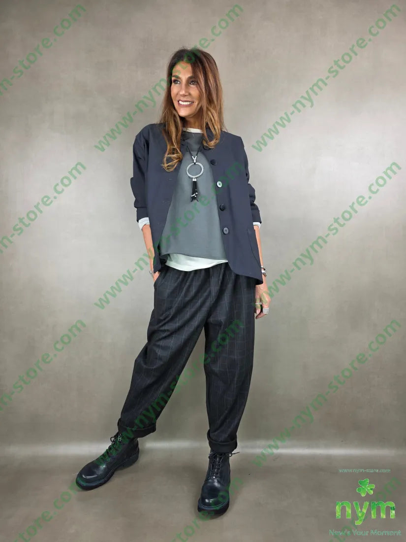 pantalone fantasia con quadri 80pl15vi5ea U / ANTRACITE / AI25 PANTALONE