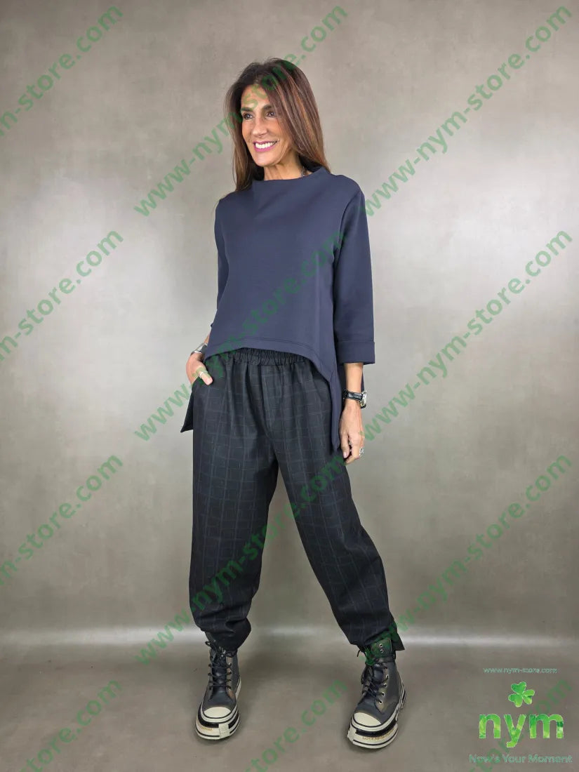 pantalone fantasia con quadri 80pl15vi5ea U / ANTRACITE / AI25 PANTALONE