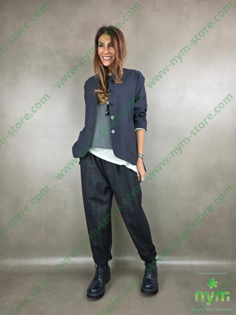 pantalone fantasia con quadri 80pl15vi5ea U / ANTRACITE / AI25 PANTALONE