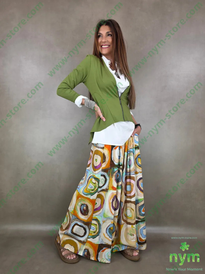 pantalone fantasia palazzo con elastico dto 100tc - PANTALONE
