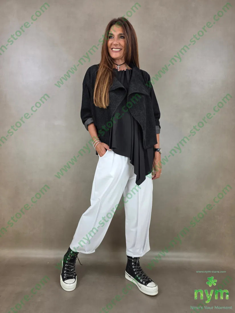 pantalone felpa cuciture ribattute 100co - U / BIANCO / AI26 - PANTALONE