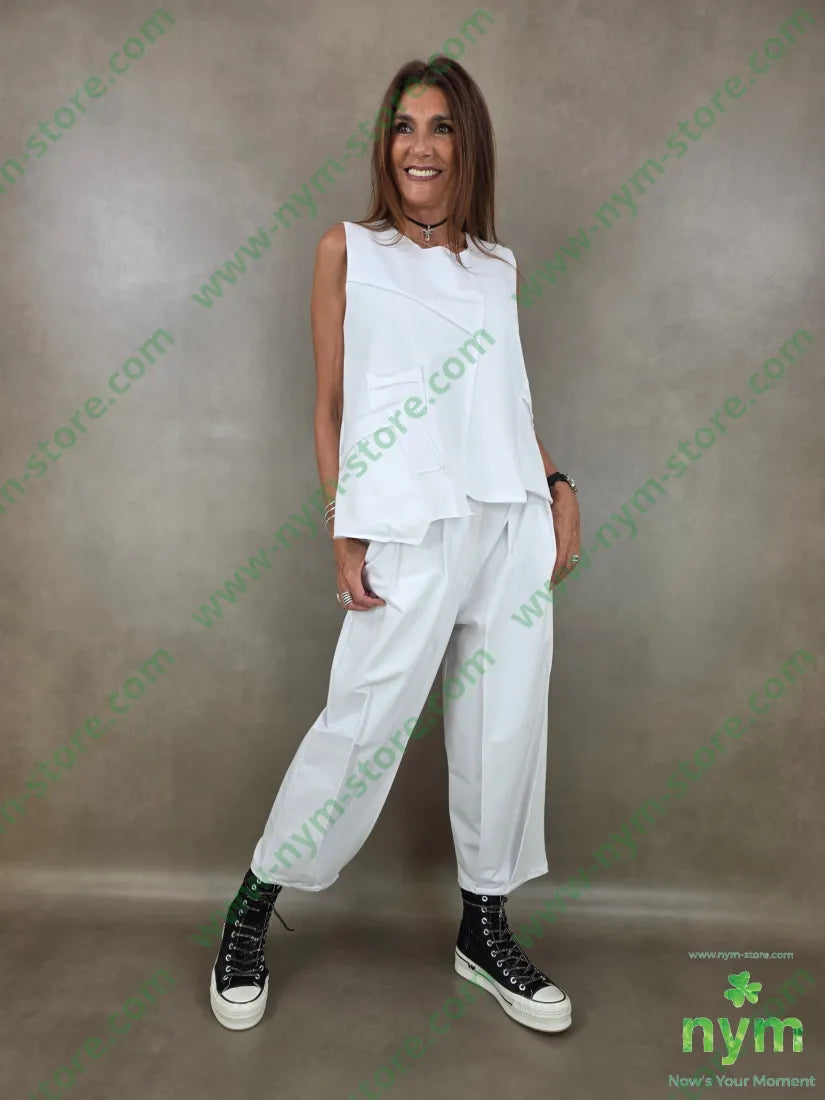pantalone felpa cuciture ribattute 100co - U / BIANCO / AI26 - PANTALONE
