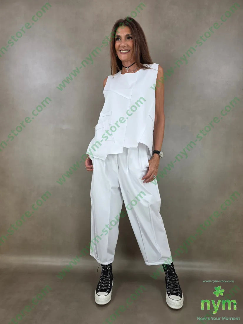 pantalone felpa cuciture ribattute 100co - U / BIANCO / AI26 - PANTALONE