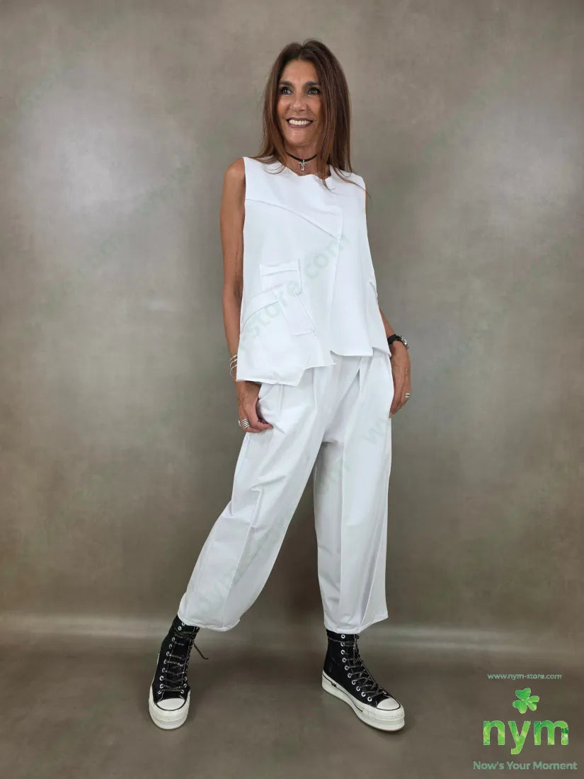 pantalone felpa cuciture ribattute 100co - U / BIANCO / AI26 - PANTALONE