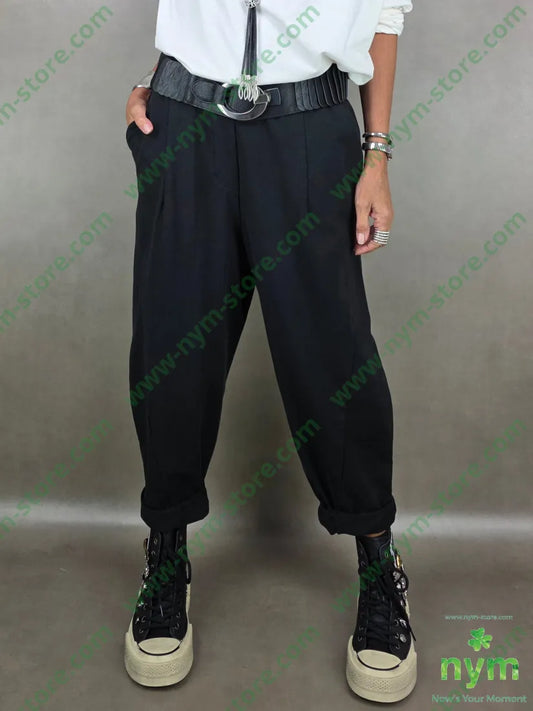 pantalone felpa dettaglio ad imbuto 95co5ea 1 / NERO / AI25 PANTALONE