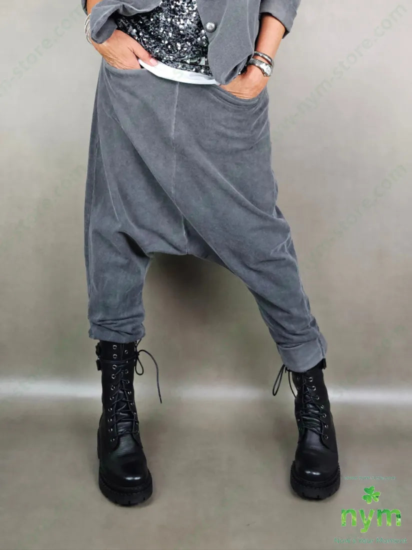 pantalone felpa harem taglio vivo 95co5ea 1 / ANTRACITE / AI25 PANTALONE