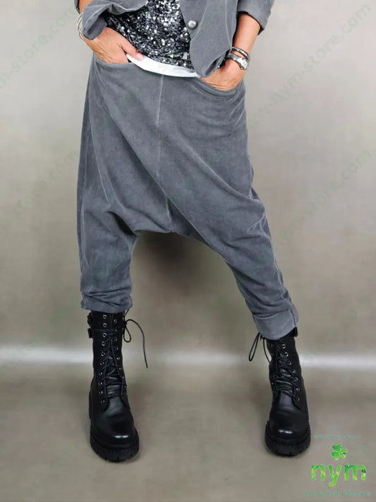pantalone felpa harem taglio vivo 95co5ea 1 / ANTRACITE / AI25 PANTALONE