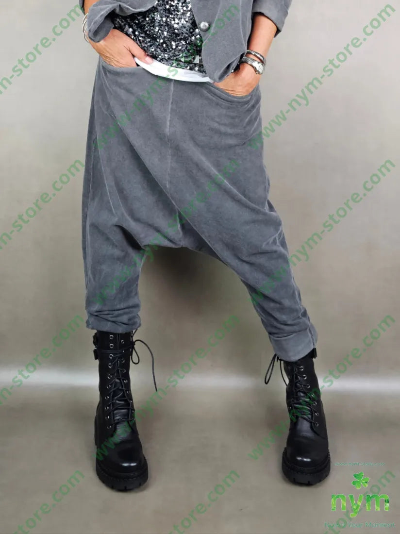 pantalone felpa harem taglio vivo 95co5ea 1 / ANTRACITE / AI25 PANTALONE