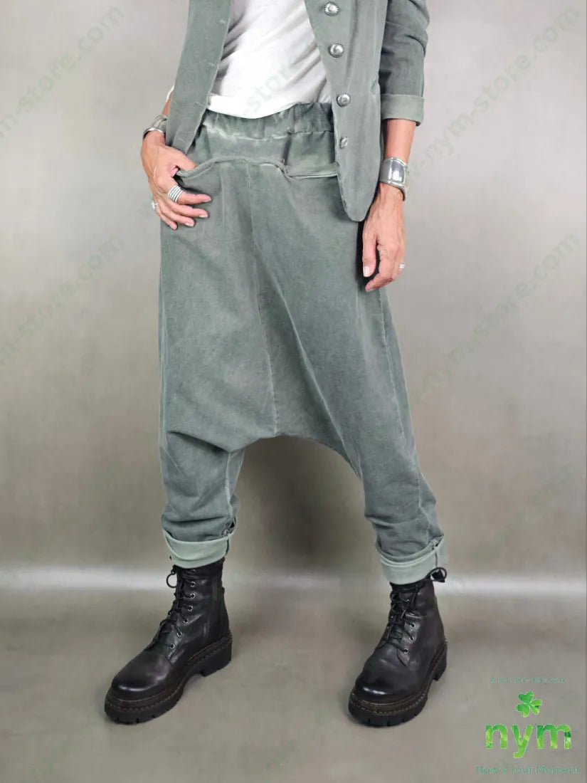 pantalone felpa harem taglio vivo 95co5ea 1 / MILITARE / AI25 PANTALONE