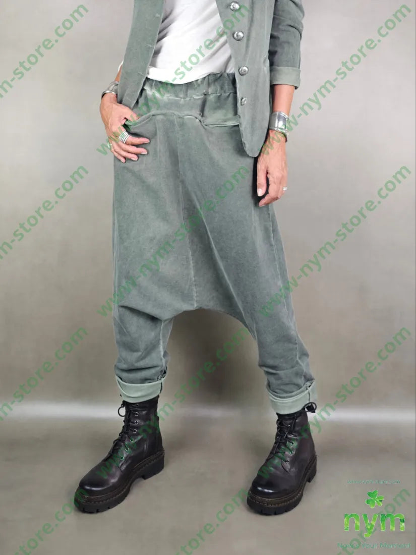 pantalone felpa harem taglio vivo 95co5ea 1 / MILITARE / AI25 PANTALONE