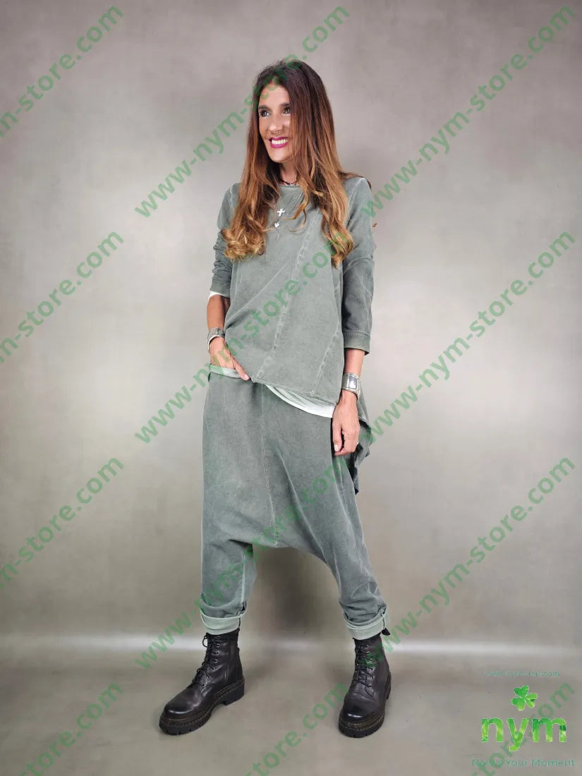 pantalone felpa harem taglio vivo 95co5ea PANTALONE