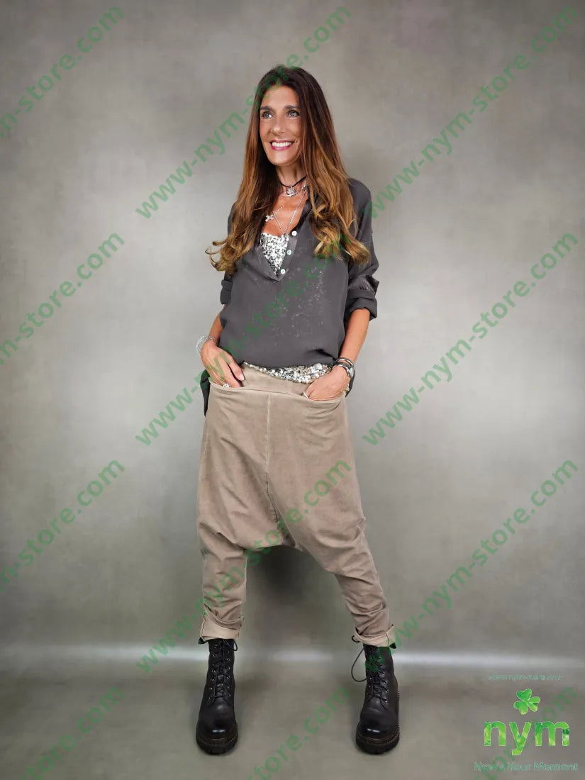 pantalone felpa harem taglio vivo 95co5ea PANTALONE