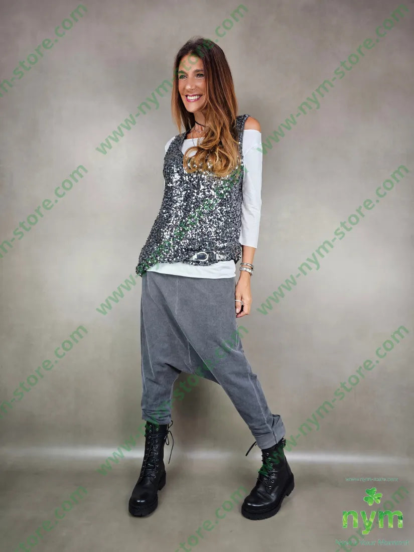 pantalone felpa harem taglio vivo 95co5ea PANTALONE