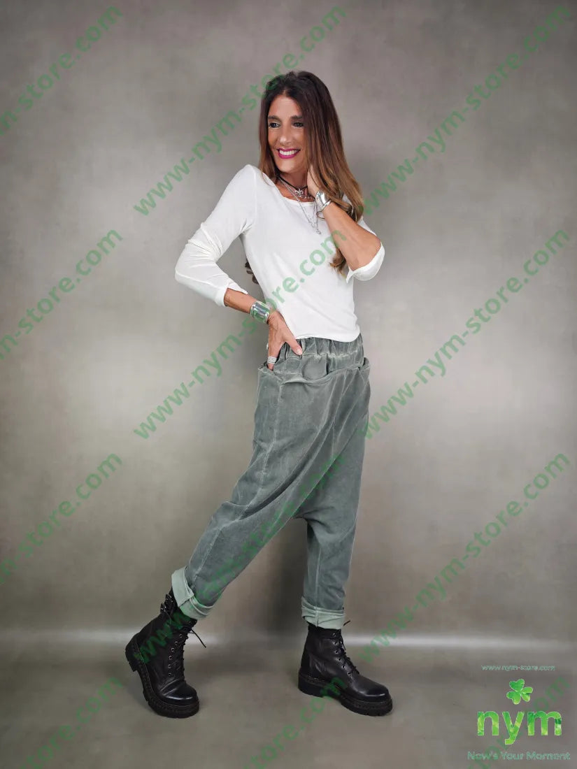 pantalone felpa harem taglio vivo 95co5ea PANTALONE