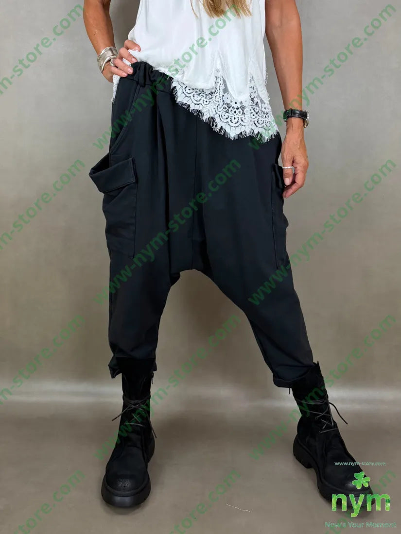 pantalone felpa maxi tasconi N 95co5ea - U / NERO / AI26 - PANTALONE