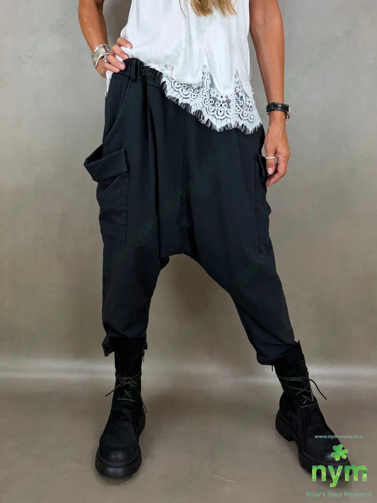pantalone felpa maxi tasconi N 95co5ea - U / NERO / AI26 - PANTALONE