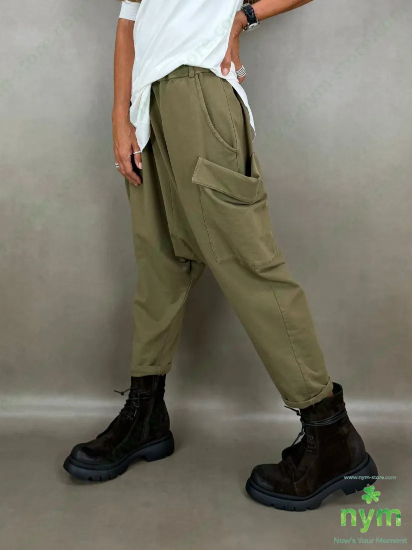 pantalone felpa maxi tasconi OL 95co5ea - U / OLIVA / AI26 - PANTALONE
