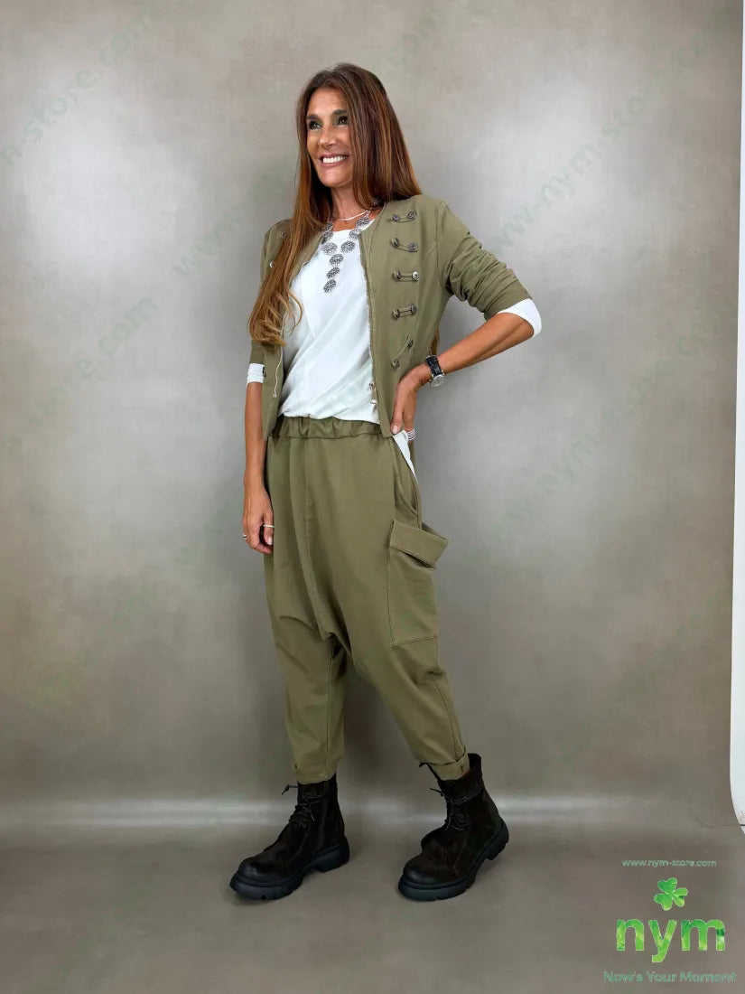 pantalone felpa maxi tasconi OL 95co5ea - U / OLIVA / AI26 - PANTALONE