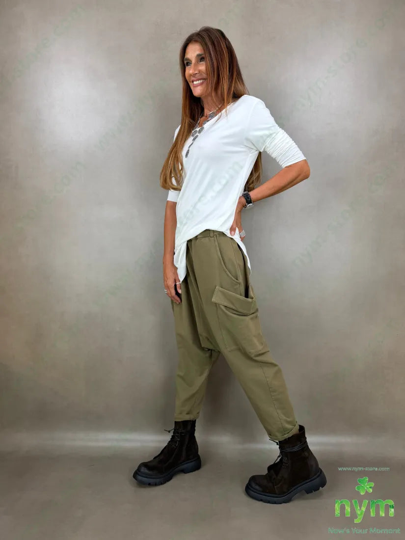 pantalone felpa maxi tasconi OL 95co5ea - U / OLIVA / AI26 - PANTALONE