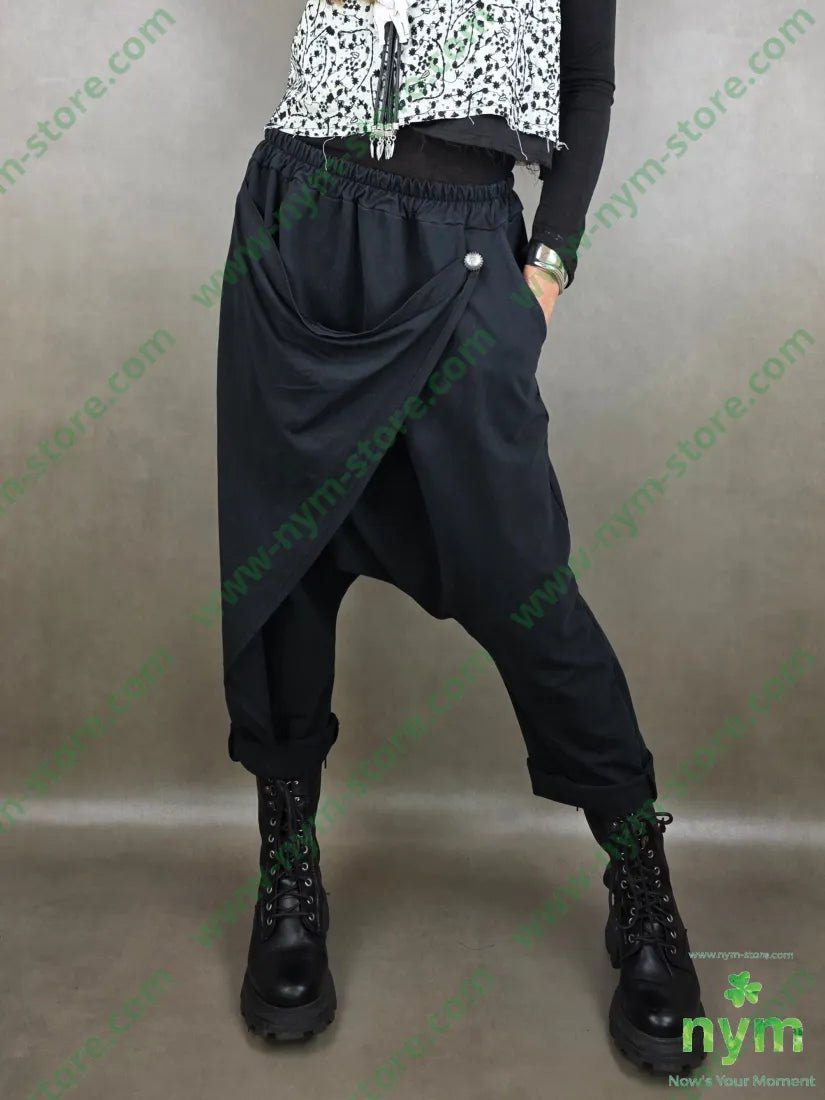 pantalone felpa pareo bottone 95co5ea U / NERO / PE26 PANTALONE