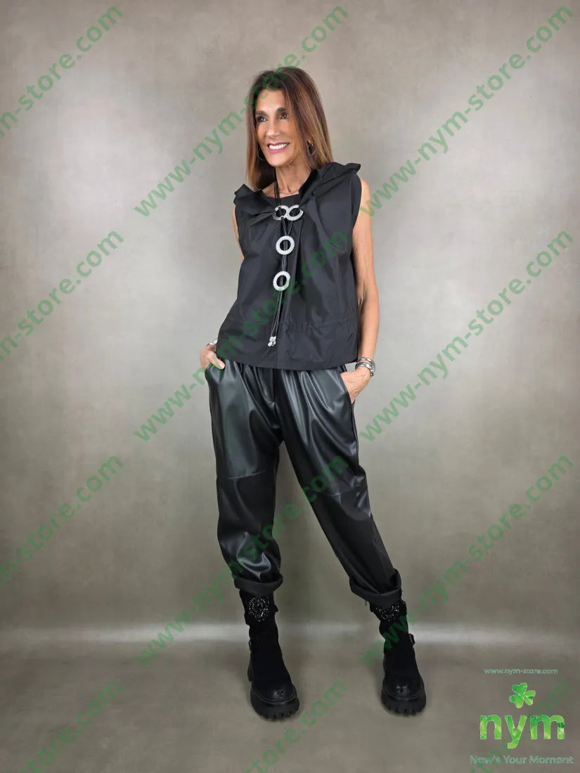 pantalone finta pelle 40pu55pl5ea U / NERO / AI25 PANTALONE