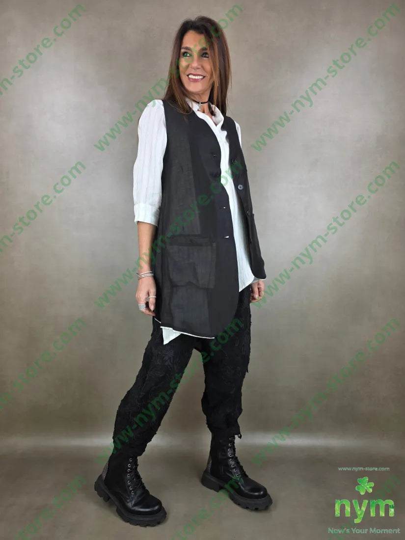 pantalone fiore rilievo 58co31vi11pl U / NERO / PE26 PANTALONE