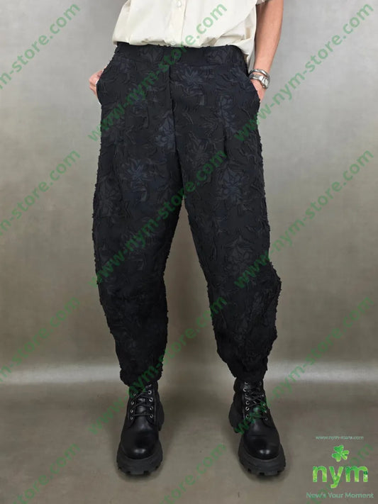 pantalone fiore rilievo 58co31vi11pl U / NERO / PE26 PANTALONE