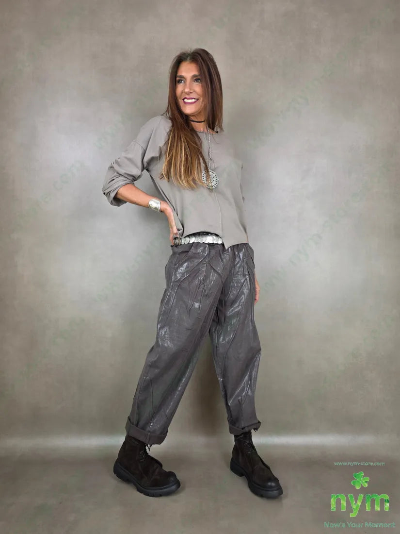 Pantalone gabardina placcata 97co3ea - U / MARRONE / AI26 - PANTALONE