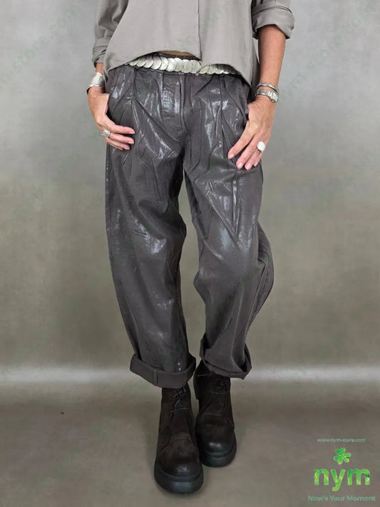 Pantalone gabardina placcata 97co3ea - U / MARRONE / AI26 - PANTALONE