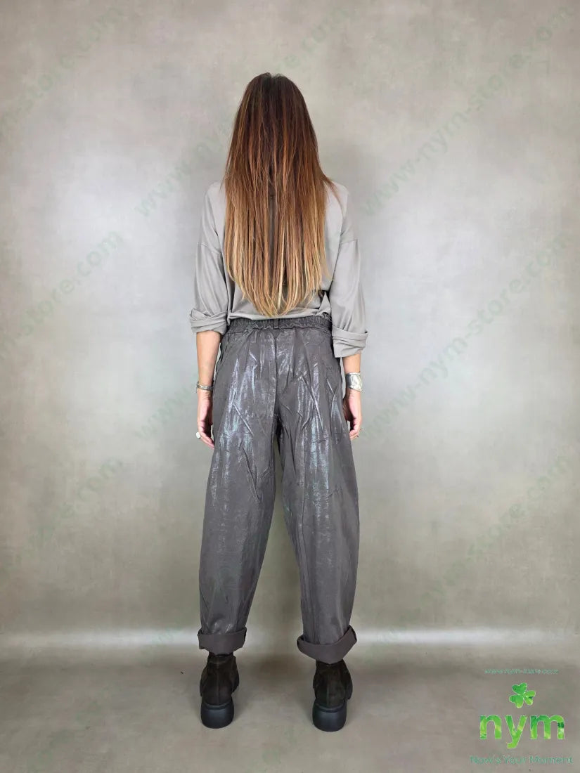 Pantalone gabardina placcata 97co3ea - U / MARRONE / AI26 - PANTALONE