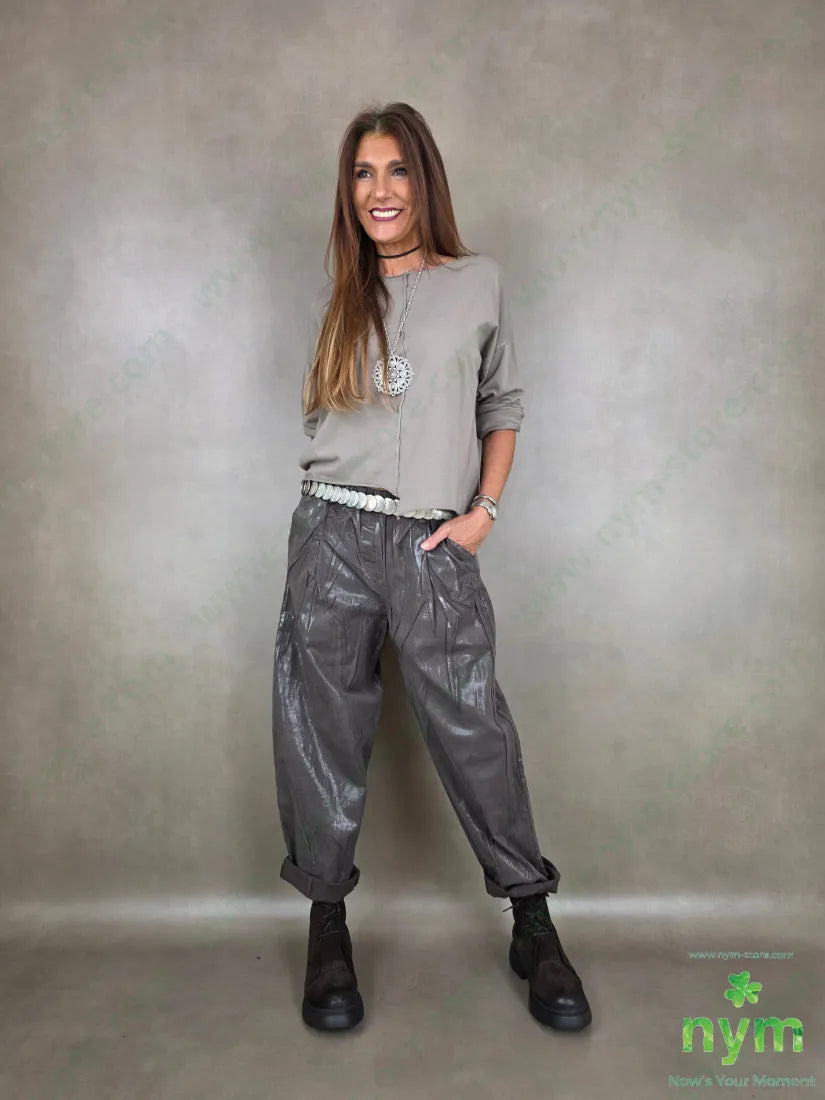 Pantalone gabardina placcata 97co3ea - U / MARRONE / AI26 - PANTALONE