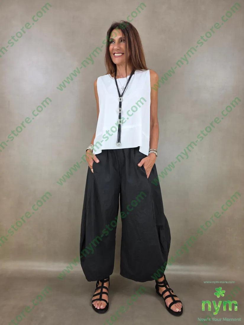 pantalone gaucho cotone stropicciato 100co - PANTALONE