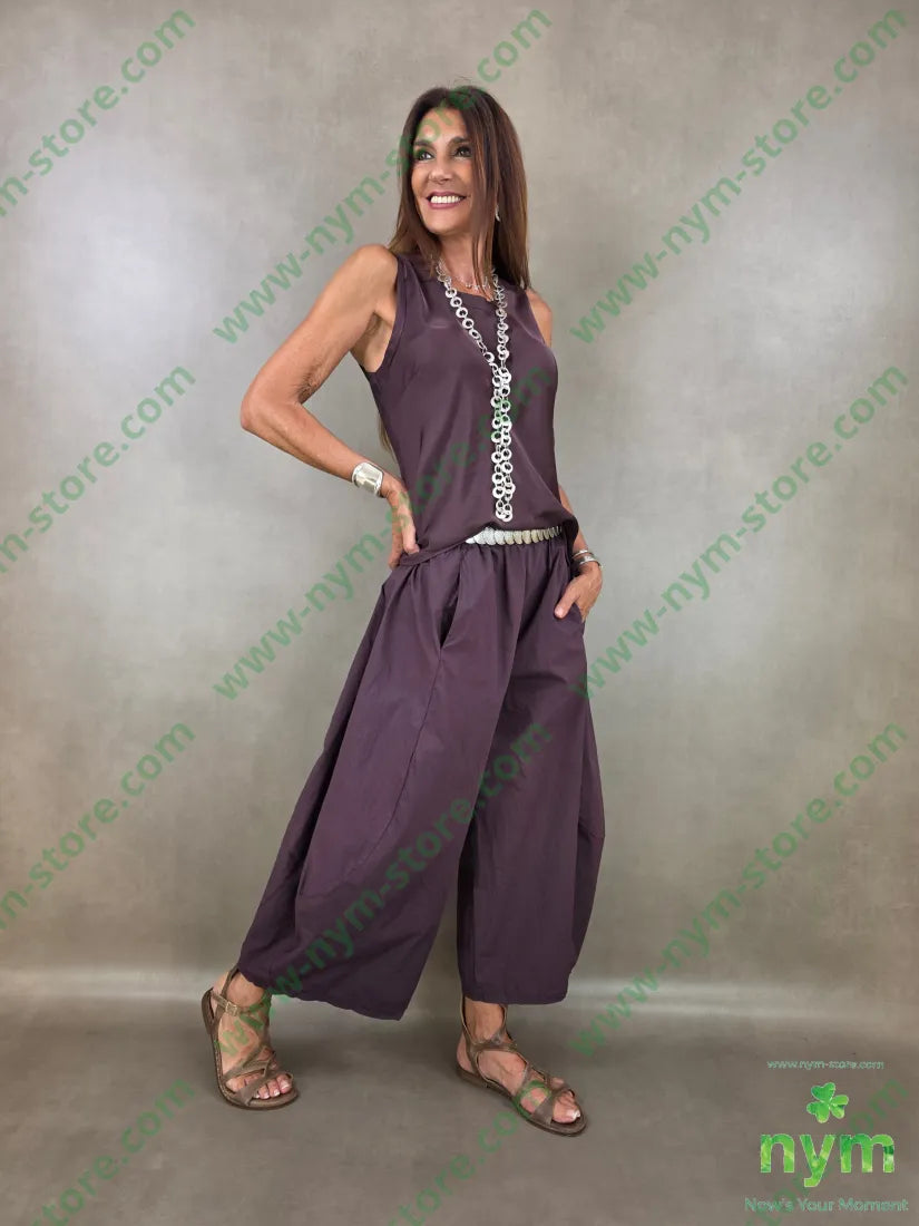 pantalone gaucho cotone stropicciato 100co - PANTALONE