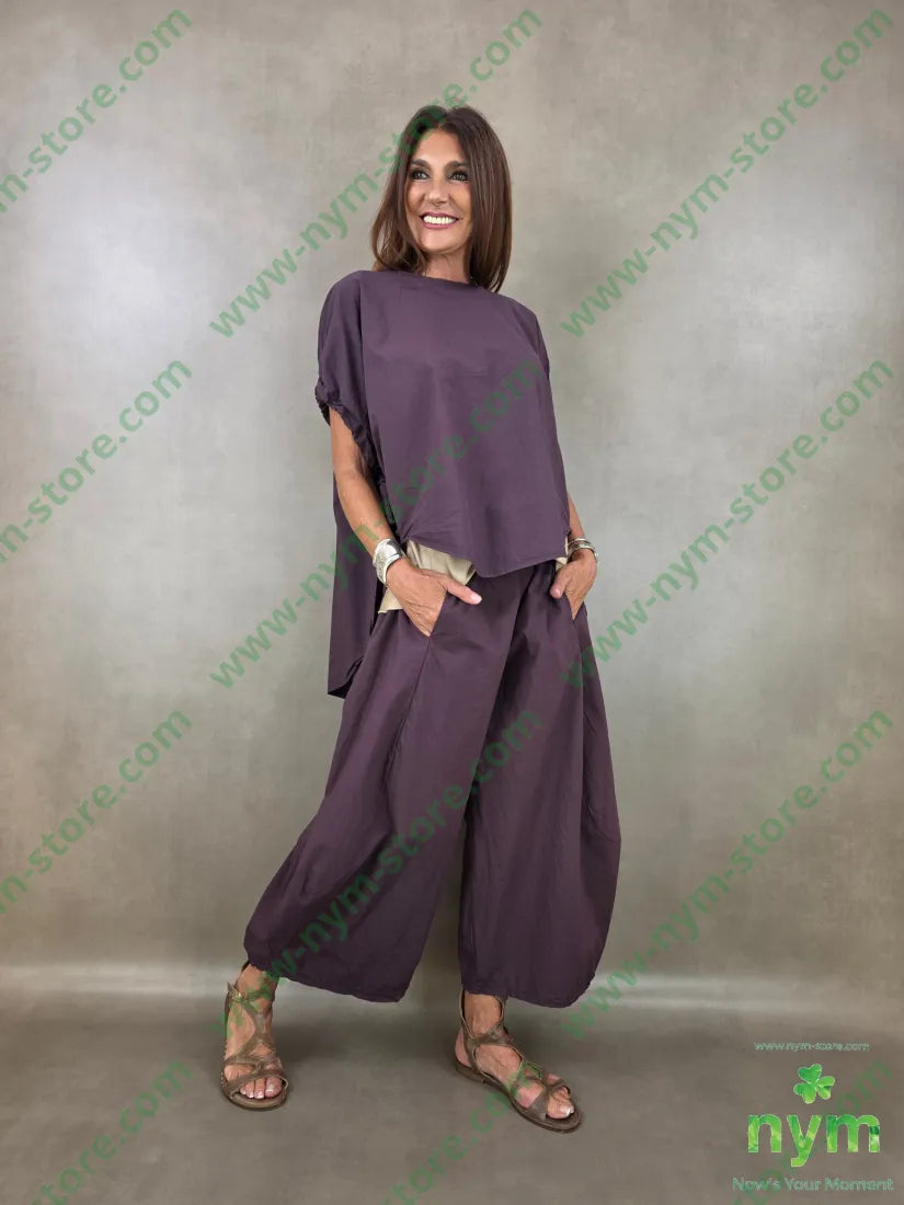 pantalone gaucho cotone stropicciato 100co - PANTALONE