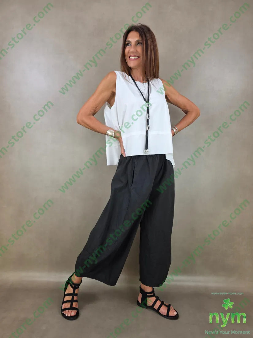 pantalone gaucho cotone stropicciato 100co - PANTALONE