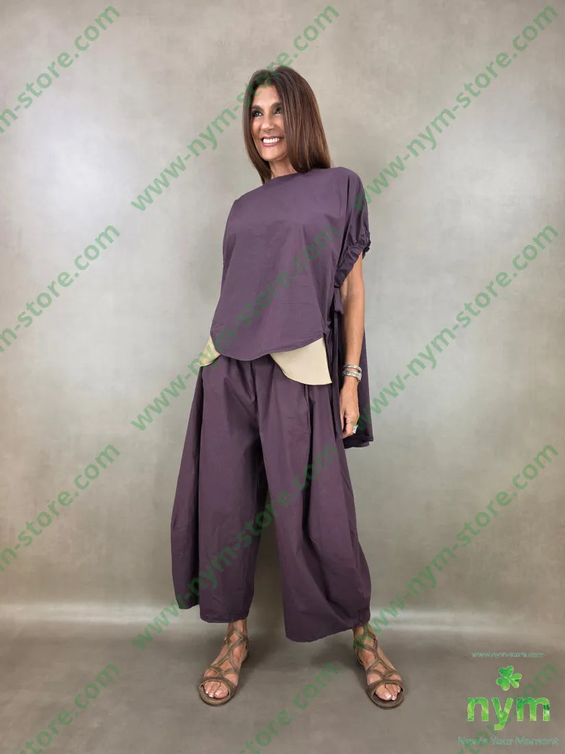 pantalone gaucho cotone stropicciato 100co - PANTALONE