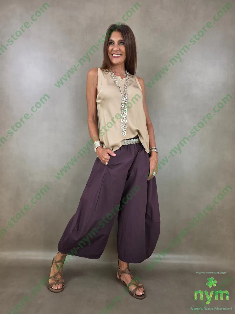 pantalone gaucho cotone stropicciato 100co - PANTALONE
