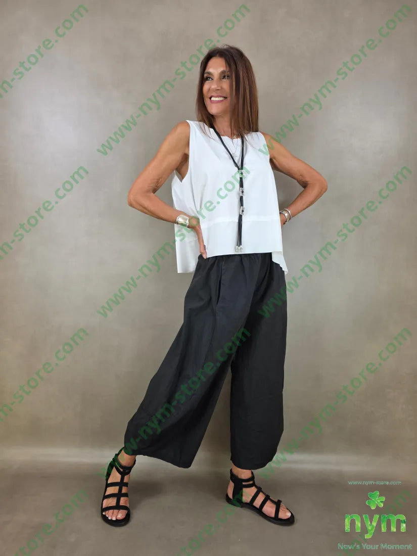 pantalone gaucho cotone stropicciato 100co - PANTALONE